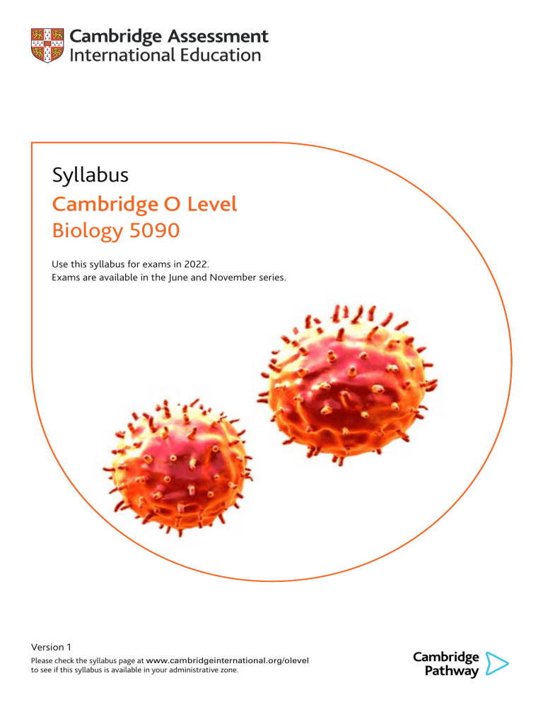 Cambridge O Level Biology 5090 Syllabus 2022 | Exam Guide
