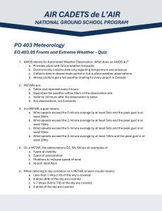 Air Cadets Meteorology Quiz: Fronts, Weather, METARs, TAFs