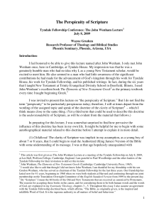 The Perspicuity of Scripture: John Wenham Lecture by Wayne Grudem