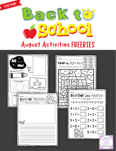 First Grade Back to School August Activities FREEBIES Worksheets