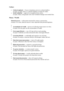 Vocabulary List: Culture, Money, Wealth - Definitions & Examples