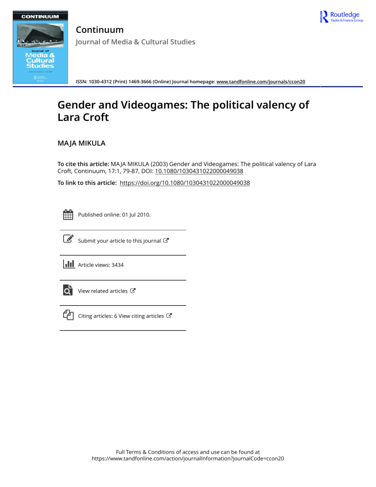 Lib Croft Lara Croft: Gender, Politics & Videogames