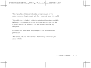 Honda CRF250L/CRF250LA Motorcycle Owner's Manual 2016