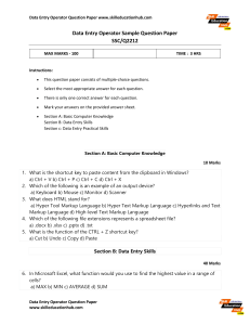 Data Entry Operator Question Paper | Skills Assessment
