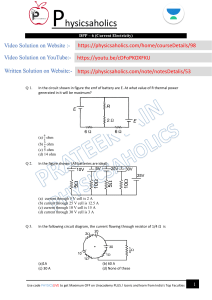 Current Electricity DPP: Physics Problems & Solutions