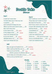 Dhruv - Double Take Lyrics Worksheet | Fill-in-the-Blanks Exercise