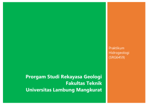 Praktikum Hidrogeologi: Rencana Pembelajaran Semester ULM