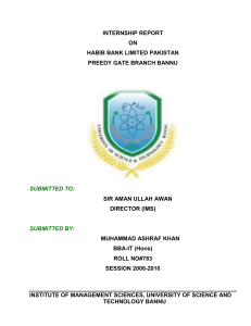 Internship Report on Habib Bank Limited Preedy Gate Branch Bannu
