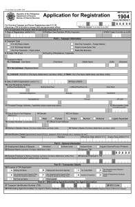 BIR Form 1904: Application for Registration - One-time Taxpayer & E.O. 98