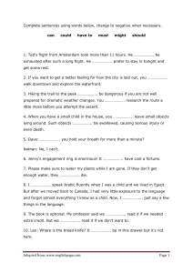 English Modal Verbs Exercise: Can, Could, Must, Might, Should