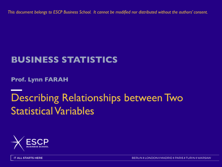 Business Statistics: Analyzing Variable Relationships