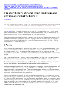 Global Living Conditions: A Historical Perspective on Progress & Poverty