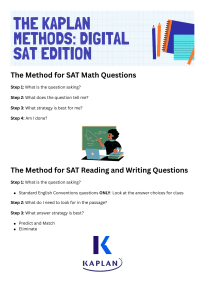 Kaplan Methods: Digital SAT Math, Reading & Writing Strategies
