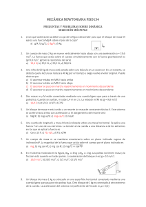 Examen de Mec&aacute;nica Newtoniana: Preguntas sobre Din&aacute;mica