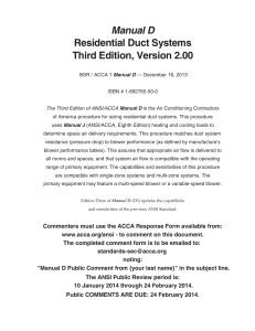 ACCA Manual D: Residential Duct Systems Sizing & Design Standard