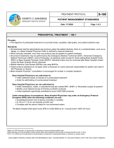 San Diego EMS Treatment Protocol: Patient Management Standards S-100