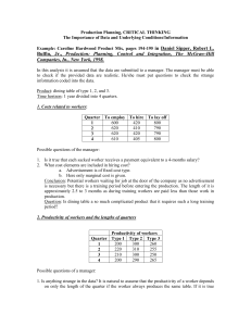 Production Planning: Critical Thinking & Data Analysis in Operations Management