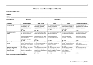 Research Journal Rubric (Research 1 & 2)