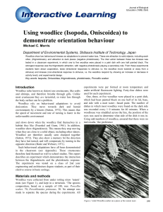 Woodlice Orientation Behavior: Thigmokinesis & Photokinesis Experiment
