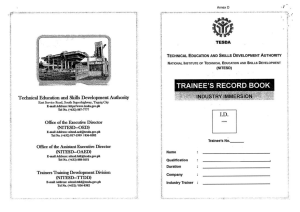 TESDA Industry Immersion Trainee's Record Book for Welding Trainers