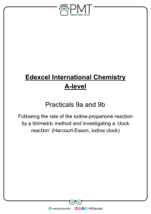Edexcel A-level Chemistry Practicals: Iodine-Propanone & Clock Reaction