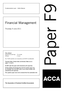 ACCA F9 Financial Management Exam Paper - June 2011