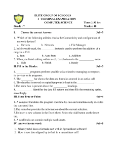 Grade 7 Computer Science Terminal Exam: Excel, Networking, Software