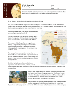 Bantu Migration: Causes & Effects Worksheet