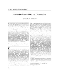 Addressing Sustainability and Consumption: A Macromarketing Perspective