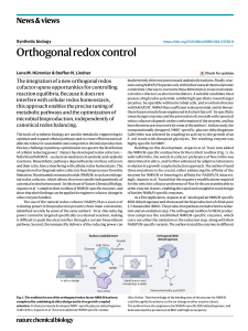 Orthogonal Redox Control in Synthetic Biology & Metabolic Engineering