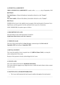 Land Rental Agreement - Nyanyano Curve (Light House) 2025-2029