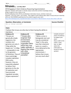 Are Viruses Alive? CER Worksheet - Microbiology