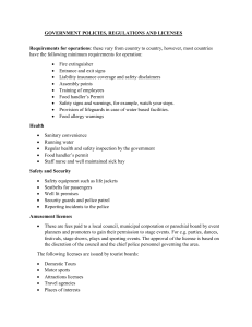 Government Policies, Regulations & Licenses for Tourism Operations