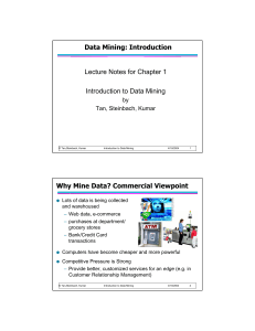 Data Mining: Introduction - Lecture Notes