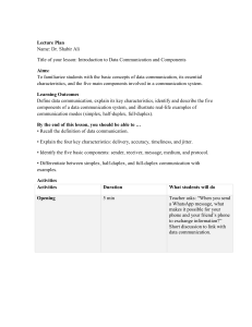 Introduction to Data Communication: Lecture Plan & Components