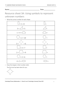 Math Worksheet: Unknown Numbers (Stage 4)