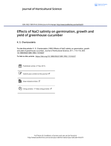 NaCl Salinity Effects on Greenhouse Cucumber Growth & Yield