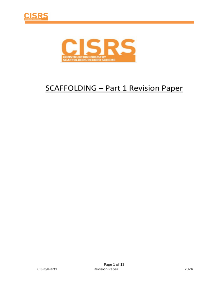 CISRS Scaffolding Part 1 Revision Paper 2024