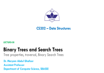CS202 Data Structures: Binary Trees & Search Trees Lecture