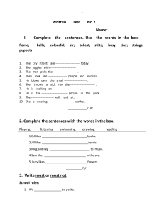 English Language Written Test No 7 - Grammar & Vocabulary Practice