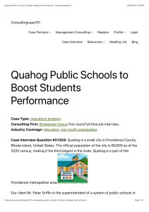 Quahog Public Schools: Boost Student Performance - Consulting Case Study