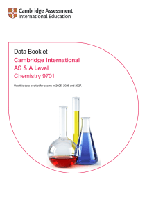 Cambridge AS & A Level Chemistry 9701 Data Booklet for Exams 2025-2027