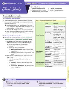 Therapeutic Communication: NCLEX Study Guide for Mental Health Nursing