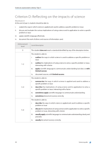 Year 5 Science Assessment: Impacts of Science