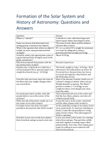Solar System Formation & Astronomy History: Q&A Study Guide