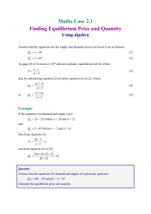 Finding Equilibrium Price & Quantity: Algebra in Economics