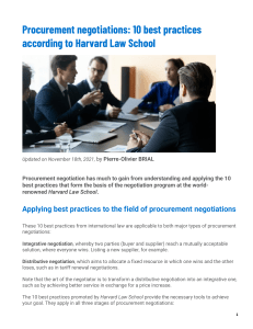 Procurement Negotiations: 10 Harvard Law School Best Practices