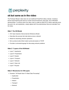 OSI Model PPTX Outline: Professor Messer Video Key Points & Wireshark