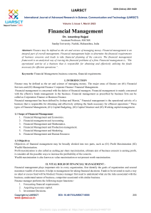 Financial Management: Concepts, Objectives, and Vital Role