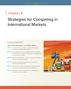Strategies for Competing in International Markets - Chapter 7